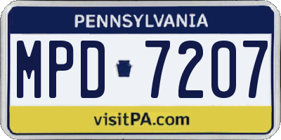 PA license plate MPD7207