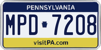 PA license plate MPD7208