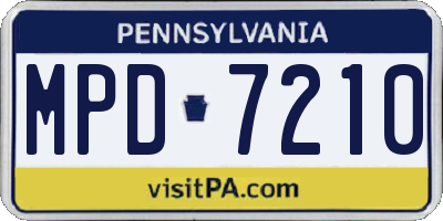 PA license plate MPD7210