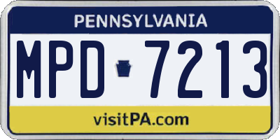 PA license plate MPD7213
