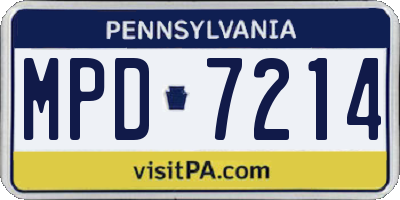 PA license plate MPD7214