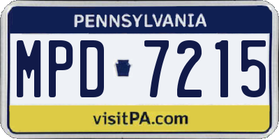 PA license plate MPD7215