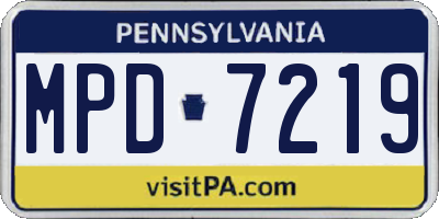PA license plate MPD7219