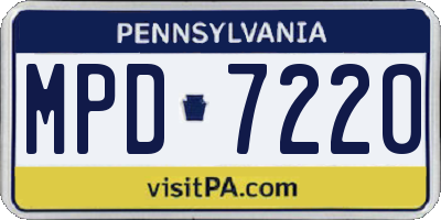 PA license plate MPD7220