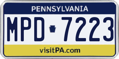 PA license plate MPD7223