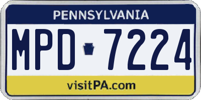 PA license plate MPD7224