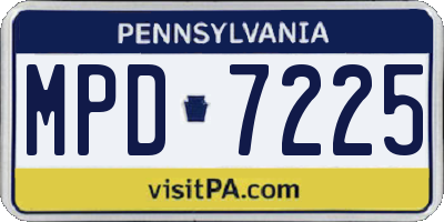 PA license plate MPD7225