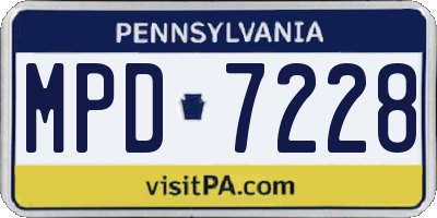 PA license plate MPD7228