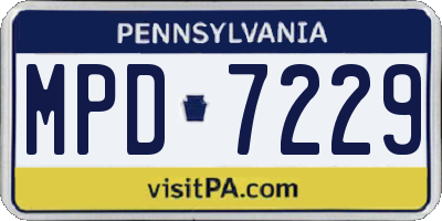 PA license plate MPD7229