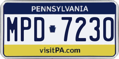PA license plate MPD7230