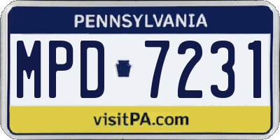 PA license plate MPD7231
