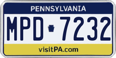 PA license plate MPD7232