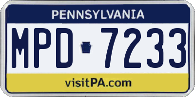 PA license plate MPD7233