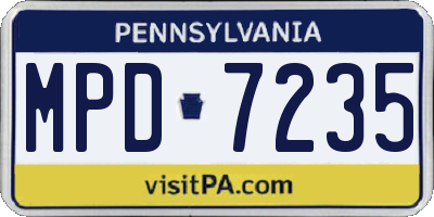 PA license plate MPD7235