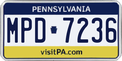 PA license plate MPD7236