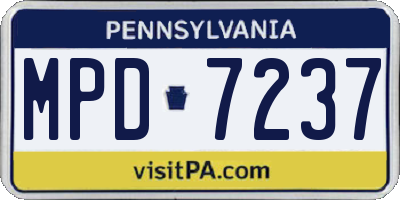 PA license plate MPD7237