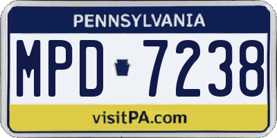 PA license plate MPD7238