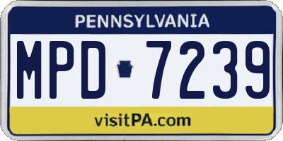PA license plate MPD7239