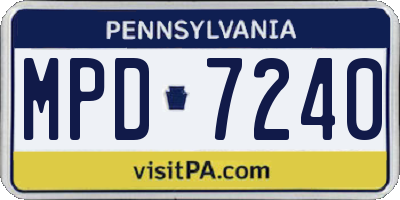 PA license plate MPD7240