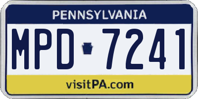 PA license plate MPD7241