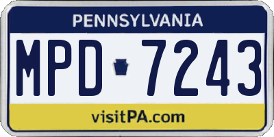 PA license plate MPD7243