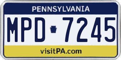 PA license plate MPD7245
