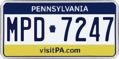 PA license plate MPD7247