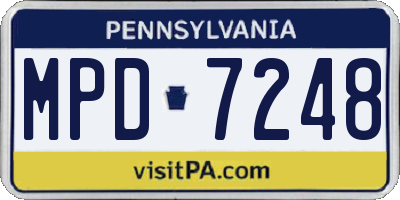 PA license plate MPD7248