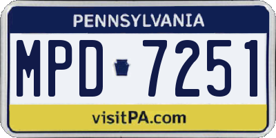 PA license plate MPD7251