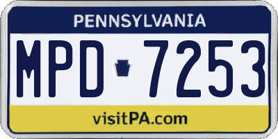 PA license plate MPD7253