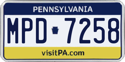 PA license plate MPD7258