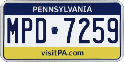 PA license plate MPD7259