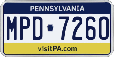 PA license plate MPD7260
