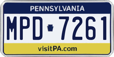 PA license plate MPD7261