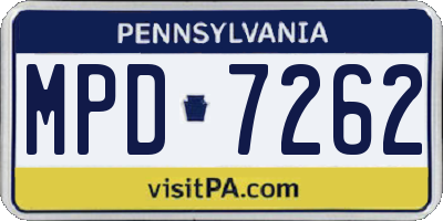 PA license plate MPD7262