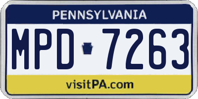PA license plate MPD7263