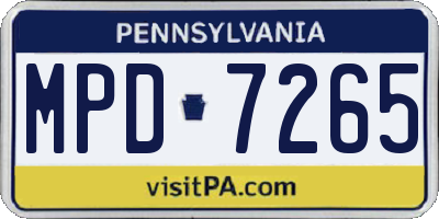 PA license plate MPD7265
