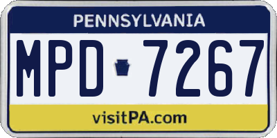PA license plate MPD7267