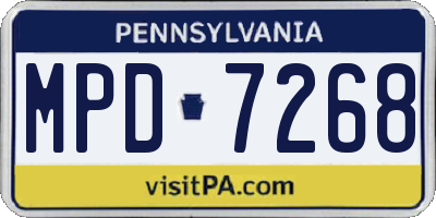 PA license plate MPD7268