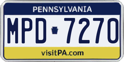 PA license plate MPD7270