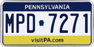 PA license plate MPD7271