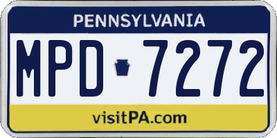 PA license plate MPD7272