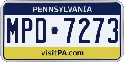 PA license plate MPD7273
