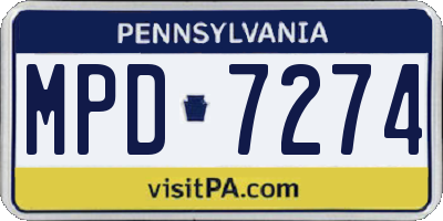 PA license plate MPD7274