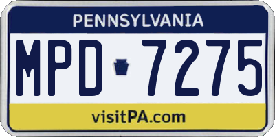 PA license plate MPD7275