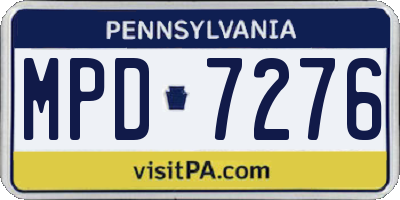 PA license plate MPD7276