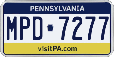 PA license plate MPD7277