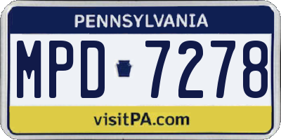 PA license plate MPD7278