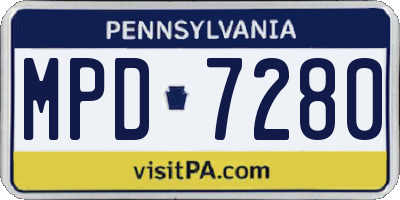 PA license plate MPD7280