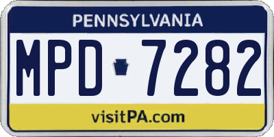 PA license plate MPD7282